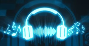 Music waveform and Python code showing music feature extraction process