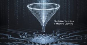 Diagram showing teacher-student model in machine learning distillation technique