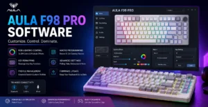 Aula F98 Pro Software interface for keyboard customization and RGB control.