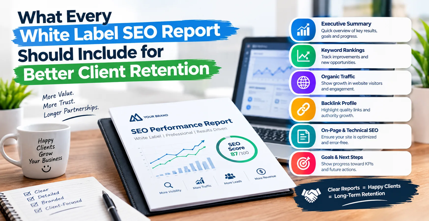 What Every White Label SEO Report Should Include for Better Client Retention